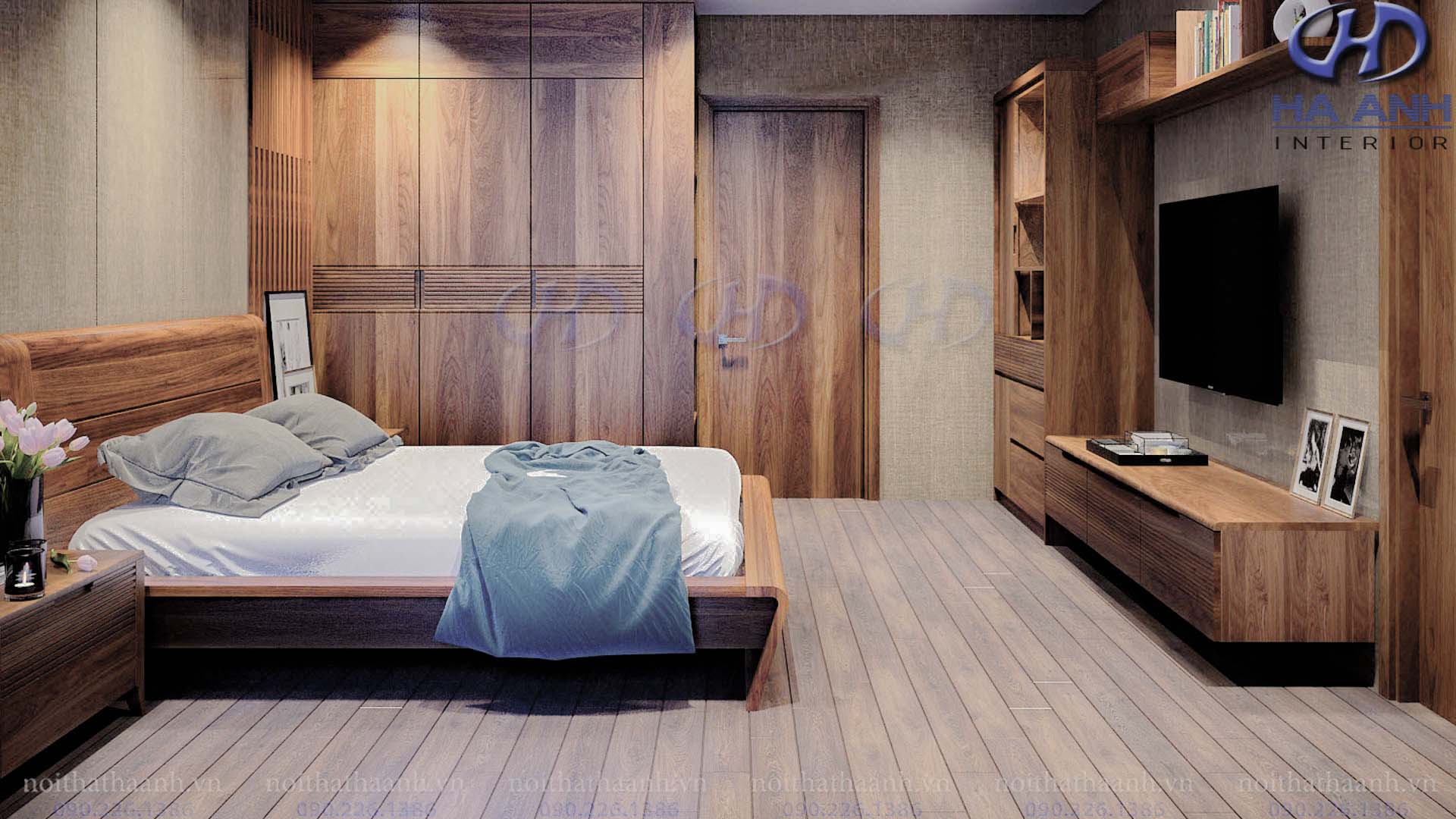 Top những mẫu giường ngủ gỗ óc chó Hà Anh 2019